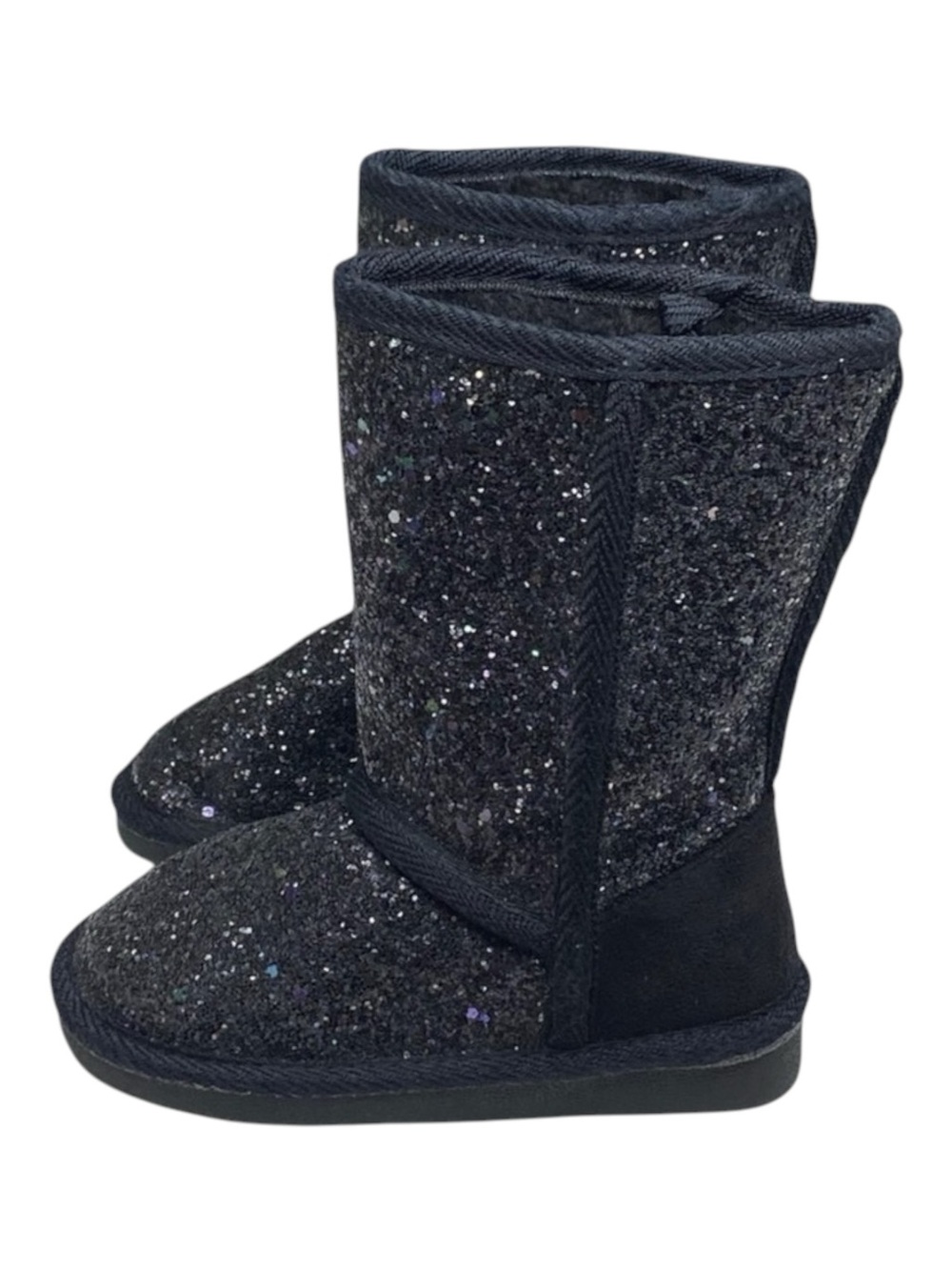 new Fab Kids ❁ JustFab FabKids Glitter Fuzzy Ugg Boot Boots ❁ Black ❁ 7 Toddler - Picture 7 of 16